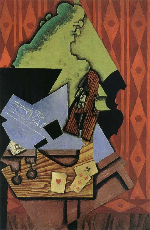 Juan Gris The Fiddle and playing card on the table oil painting image